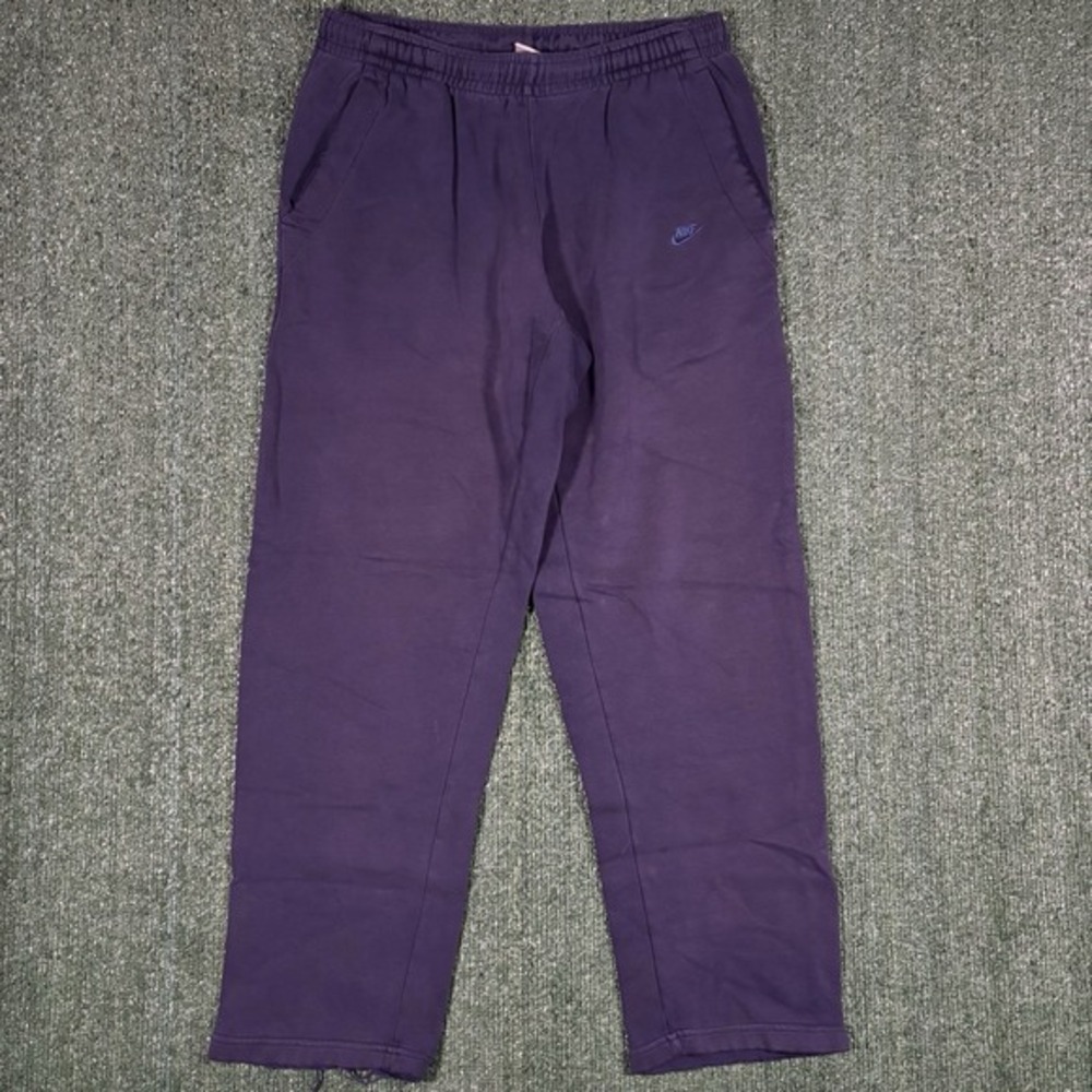 Nike Sweatpants Mens Medium Purple‎ Fair Frayed Hem Straight Leg Fleece Joggers